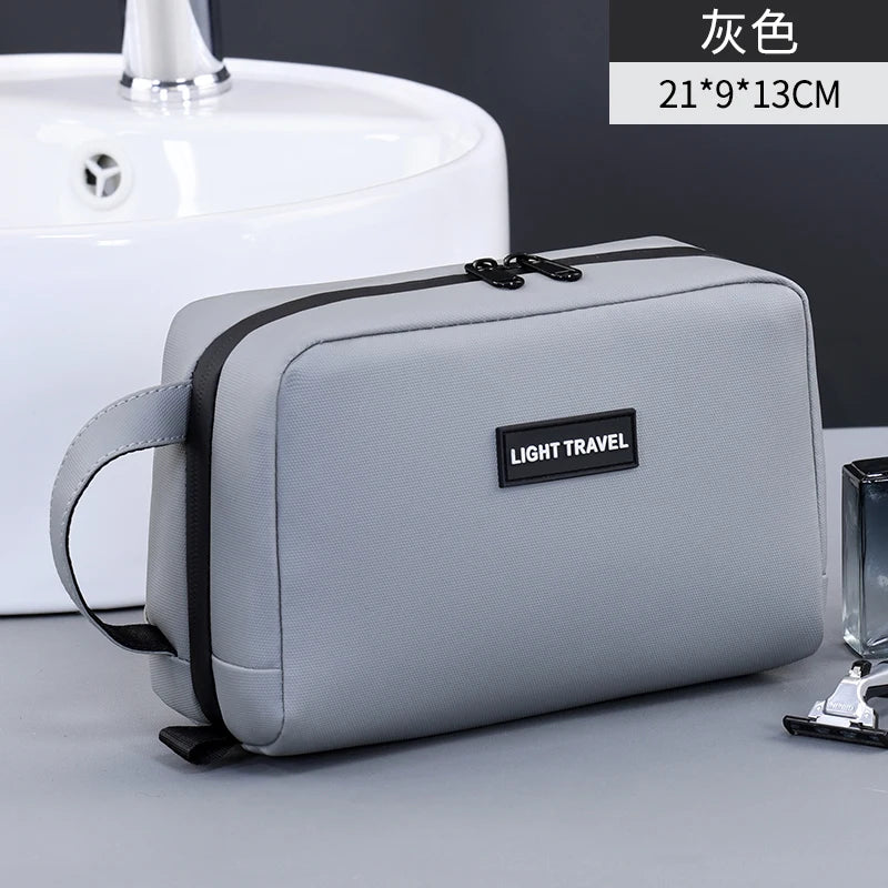 Hanging Toiletry Bag, Water-Resistant Travel Makeup Organizer with Carry Handle, 21x13x9cm Box Shape, Black or Gray - product view 2