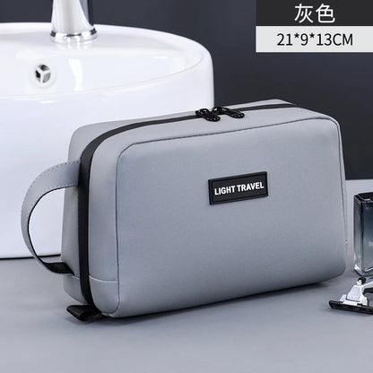 Hanging Toiletry Bag, Water-Resistant Travel Makeup Organizer with Carry Handle, 21x13x9cm Box Shape, Black or Gray - product view 2