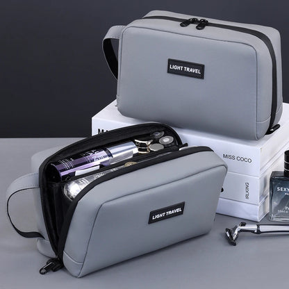 Hanging Toiletry Bag, Water-Resistant Travel Makeup Organizer with Carry Handle, 21x13x9cm Box Shape, Black or Gray - product view 3