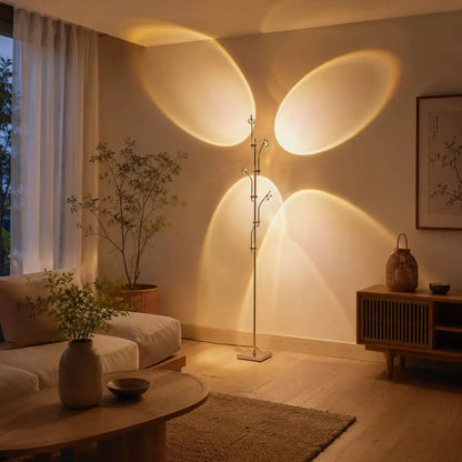 Tree-Shaped LED Floor Lamp, 5-Light Projection Design, AC Powered, 110-240V Standing Light for Living Room and Bedroom - product view 4