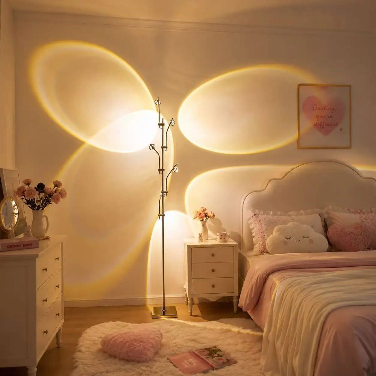 Tree-Shaped LED Floor Lamp, 5-Light Projection Design, AC Powered, 110-240V Standing Light for Living Room and Bedroom - product view 5