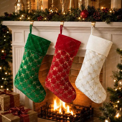 Christmas Stocking Ornament, Cloth Candy Bag, 14 x 16 cm, Green, Red or White Bow for Holiday Tree Decor - product view 5