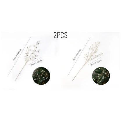 Christmas Tree Topper Set, 2 Gold-Sparkle Beaded Twig Picks with 35 cm Stems for Holiday Tree and Floral Arrangements - product view 1