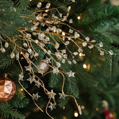 Christmas Tree Topper Set, 2 Gold-Sparkle Beaded Twig Picks with 35 cm Stems for Holiday Tree and Floral Arrangements - product view 3