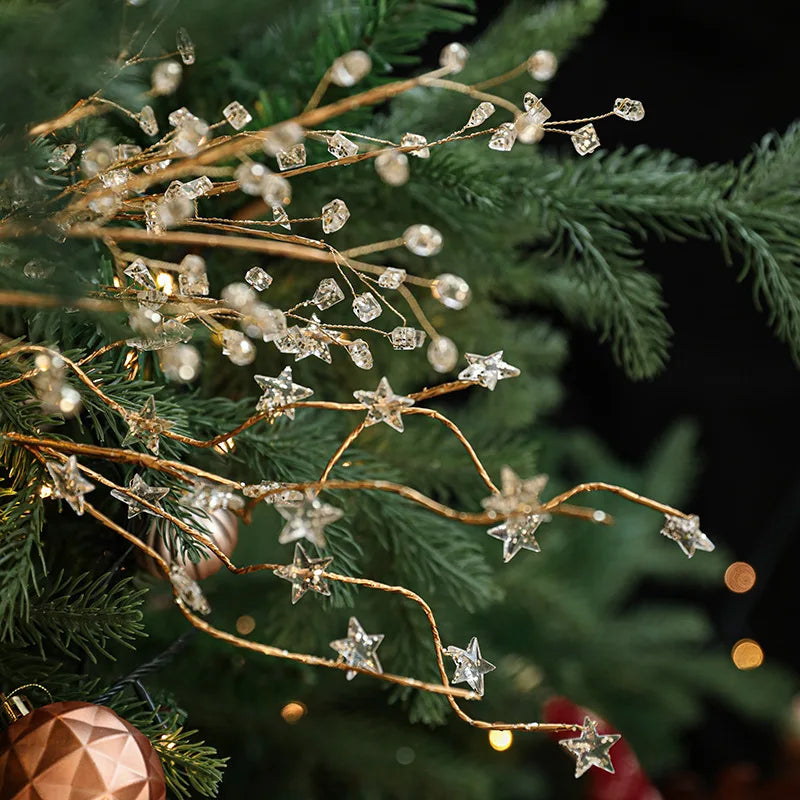 Christmas Tree Topper Set, 2 Gold-Sparkle Beaded Twig Picks with 35 cm Stems for Holiday Tree and Floral Arrangements - product view 4
