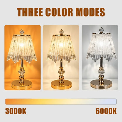 Rechargeable Crystal Table Lamp, Switch Control, Three-Color Light, 5V Battery-Powered Bedside and Desk Lighting - product view 3