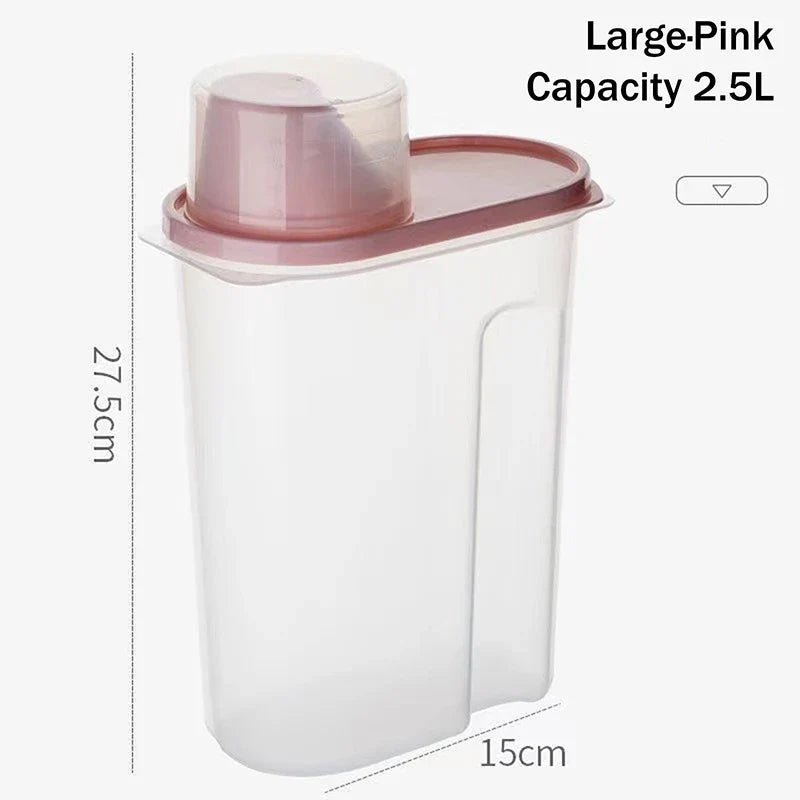 Sealed Pet Food Storage Container, Durable Plastic, Measuring Cup Lid, Rectangular Design, Small and Large Options - product view 2