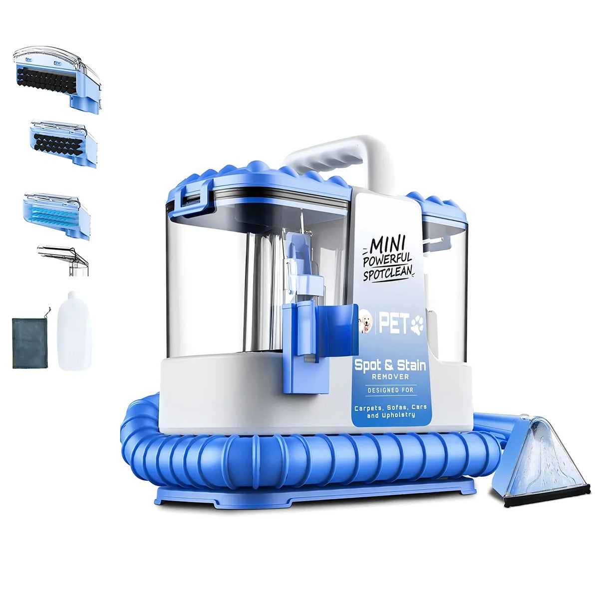 Portable Carpet Spot Cleaning Machine, Wet and Dry Upholstery Extractor with Dual Brushes, Blue or Pink, US Plug - product view 1