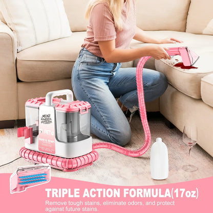 Portable Carpet Spot Cleaning Machine, Wet and Dry Upholstery Extractor with Dual Brushes, Blue or Pink, US Plug - product view 5