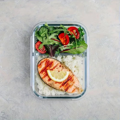 Glass Food Container Lunch Box, 2 or 3 Compartments, Snap-On Airtight Lid for Fridge, Oven and Dishwasher - product view 5