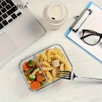 Glass Food Container Lunch Box, 2 or 3 Compartments, Snap-On Airtight Lid for Fridge, Oven and Dishwasher - product view 6