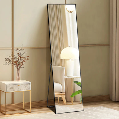 Arched Full Length Mirror, 59 x 16 Inch Glass Framed Wall Mirror, Matte Finish, Gold or Black for Bedroom and Vanity - product view 4