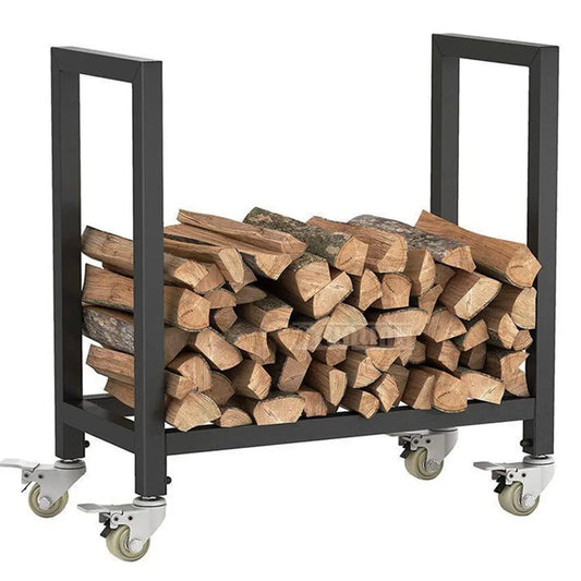 Portable Wrought Iron Firewood Rack, Heavy-Duty Scandinavian-Style Log Holder for Indoor Outdoor Fireplace and Fire Pit - product view 1