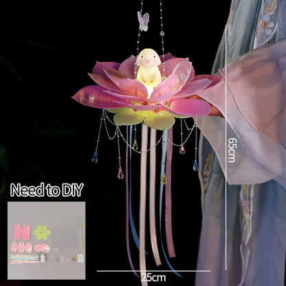 DIY Lotus Lantern Kit, Handheld Flower Decoration with Lightweight Non-Woven Fabric for Chinese New Year, Parties and Weddings - product view 1