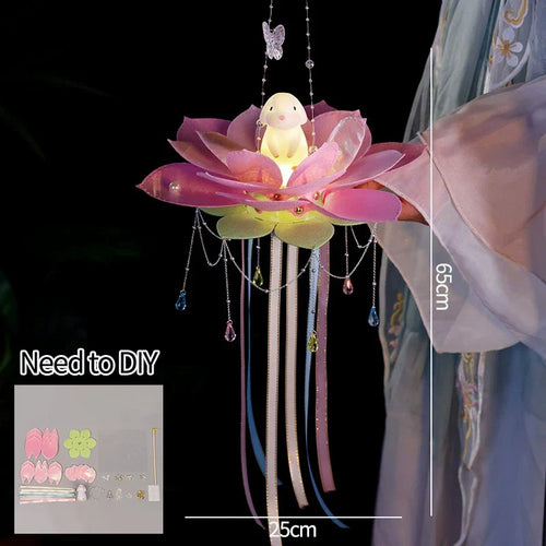 DIY Lotus Lantern Kit, Handheld Flower Decoration with Lightweight Non-Woven Fabric for Chinese New Year, Parties and Weddings - product view 1