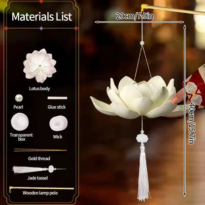 DIY Lotus Lantern Kit, Handheld Flower Decoration with Lightweight Non-Woven Fabric for Chinese New Year, Parties and Weddings - product view 4
