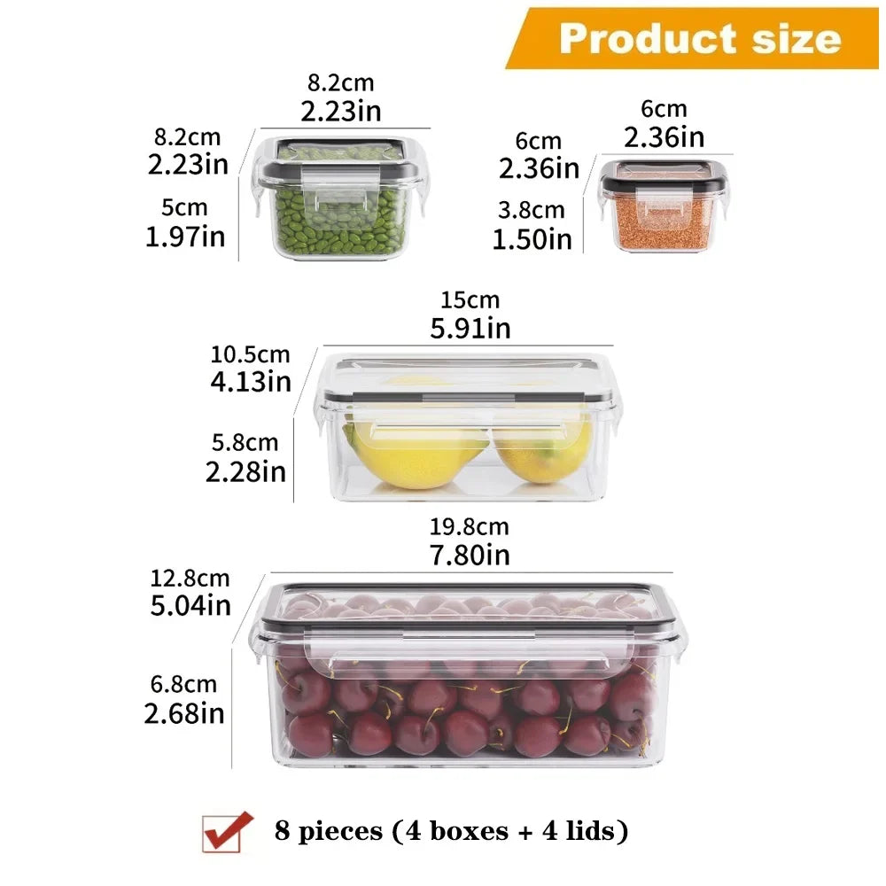 BPA-Free Snack Containers, 8-Piece Airtight Storage Set with Locking Lids, Microwave and Freezer Safe PP Plastic - product view 1