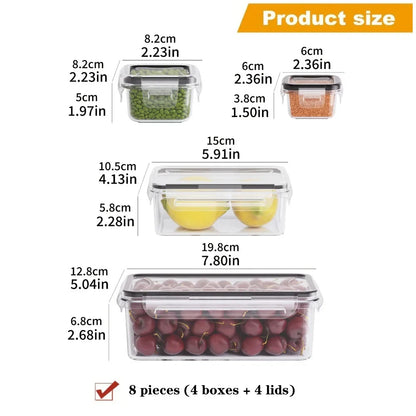 BPA-Free Snack Containers, 8-Piece Airtight Storage Set with Locking Lids, Microwave and Freezer Safe PP Plastic - product view 1