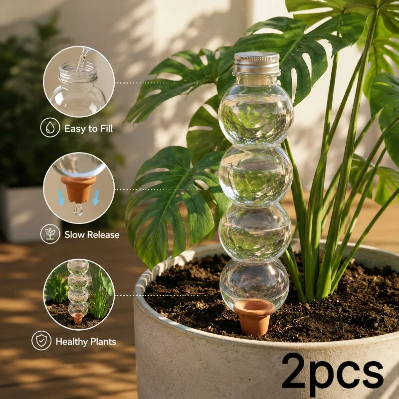 Self-Watering Globes, 2-Piece 520ML Plastic Plant Watering Kit with Terracotta Spikes for Indoor and Outdoor Pots - product view 2