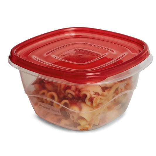4-Piece Deep Square Food Storage Containers with Lids, 5.2 Cup Plastic Set, Ruby Red, Stackable Kitchen Storage - product view 1