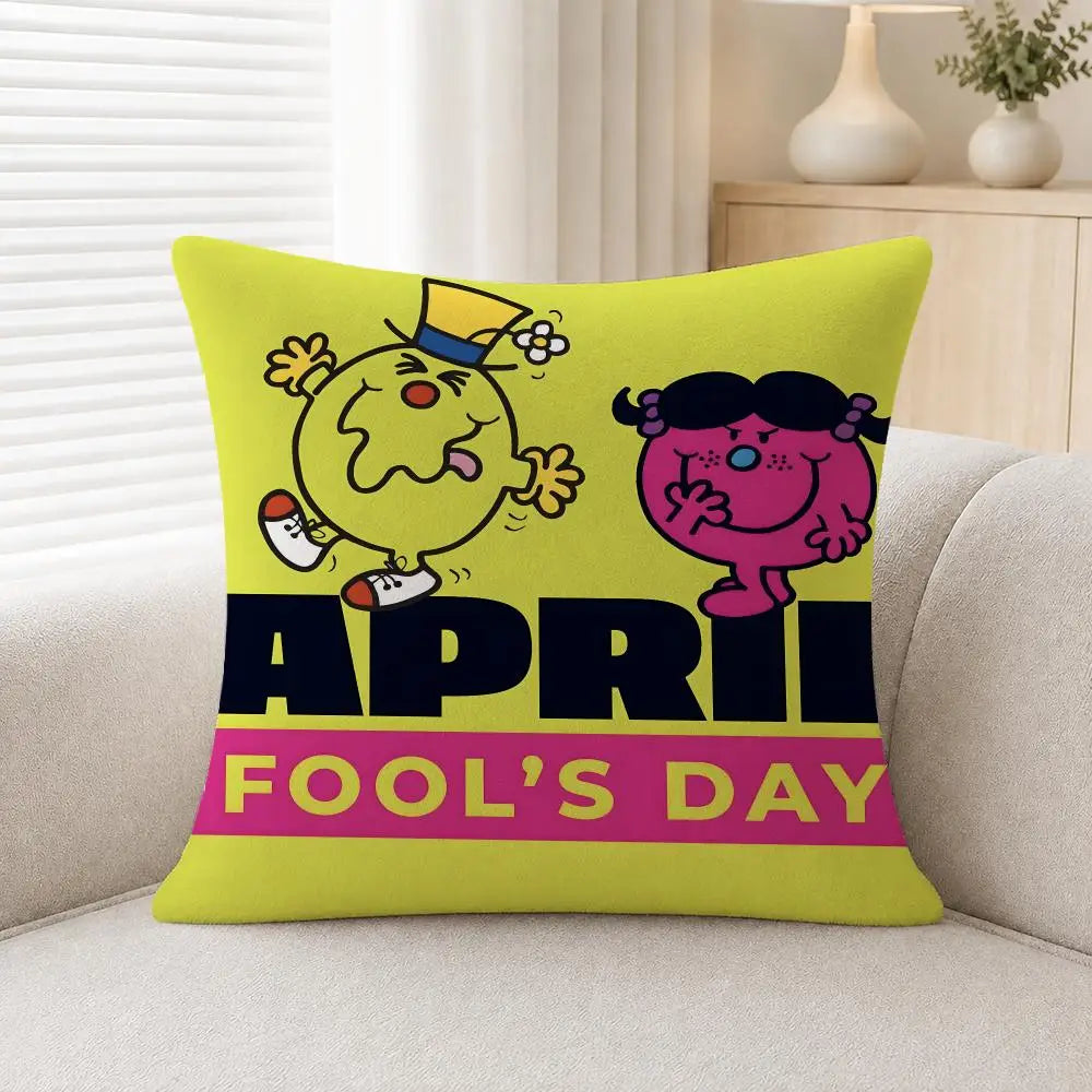 Mr. Men and Little Miss Plush Cushion Cover, Printed 100% Polyester Throw Pillowcase in 30 to 60 cm Sizes - product view 4