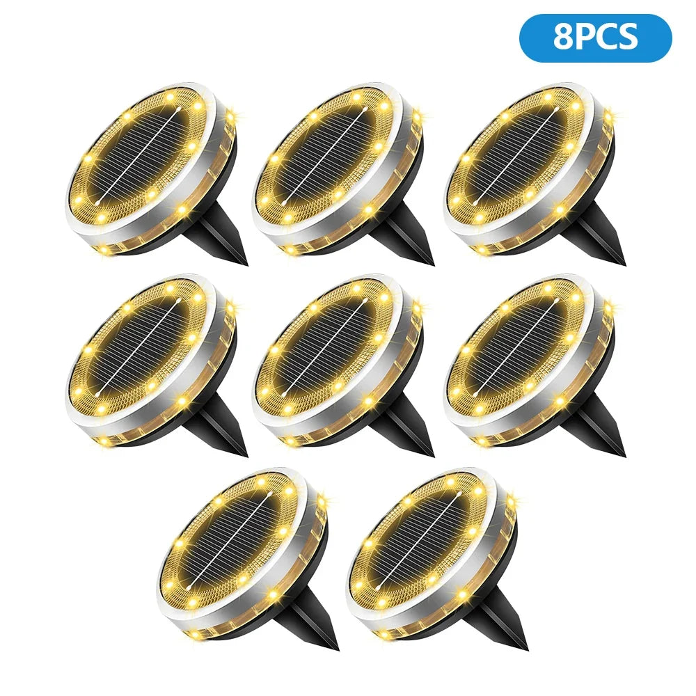 Solar Pathway Lights, 8 LED 360° Ground Illumination, Automatic Dusk Lighting, 400 mAh Battery, 4 or 8-Piece Set - product view 2