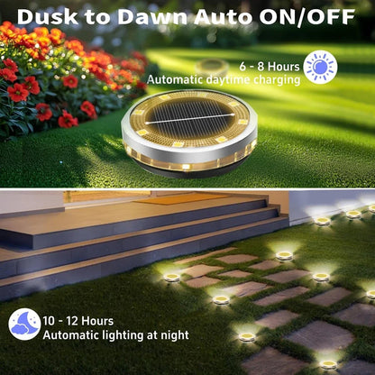 Solar Pathway Lights, 8 LED 360° Ground Illumination, Automatic Dusk Lighting, 400 mAh Battery, 4 or 8-Piece Set - product view 6