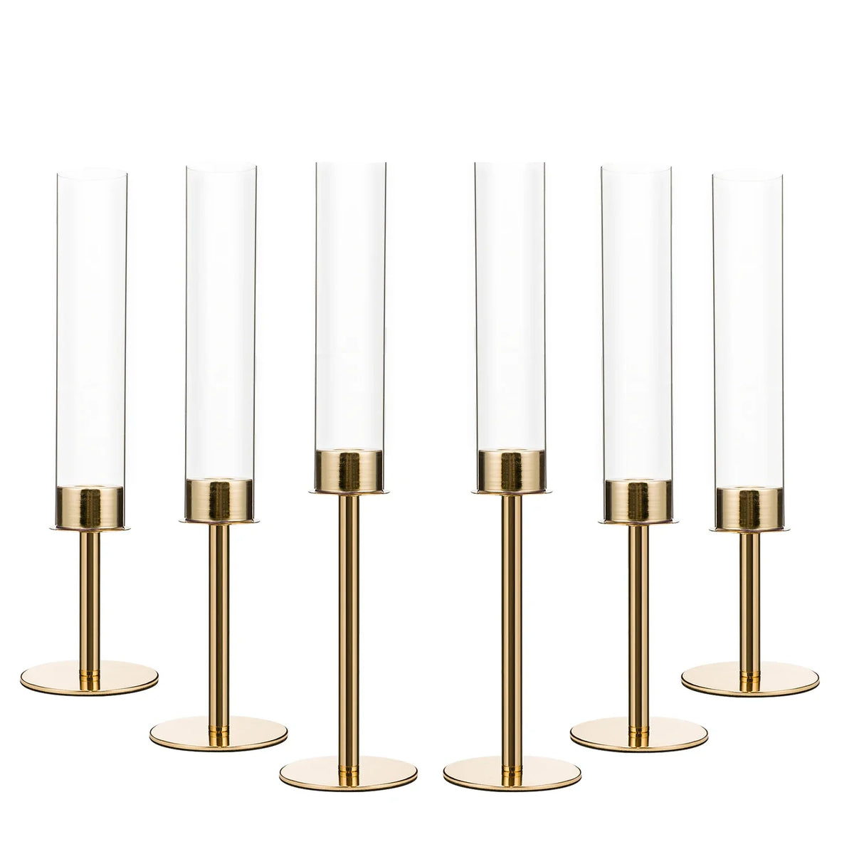 Set of 6 Acrylic Candle Holders with Removable Lampshades, Gold Finish, 14–18 in Heights for Wedding and Table Décor - product view 1