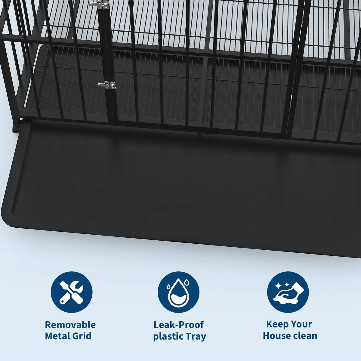 36-Inch Stainless Steel Dog Crate, Dual Doors with Double Locks, Openable Top, Removable Tray and Locking Wheels - product view 5