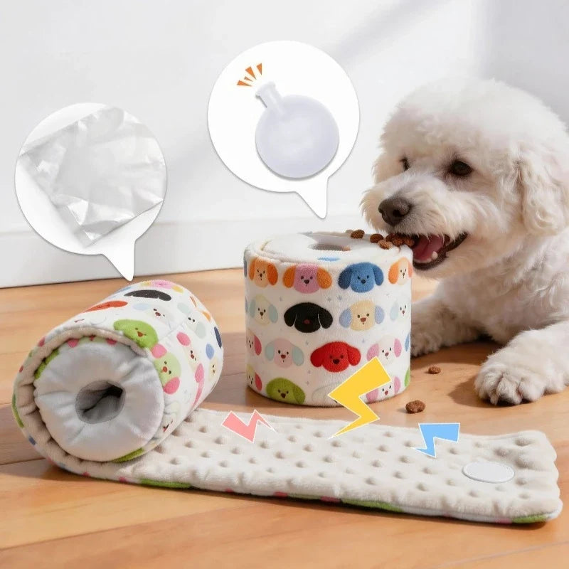 Washable Snuffle Mat for Dogs, Cloth Interactive Feeding and Sniffing Toy, 13 x 13 cm, White - product view 3