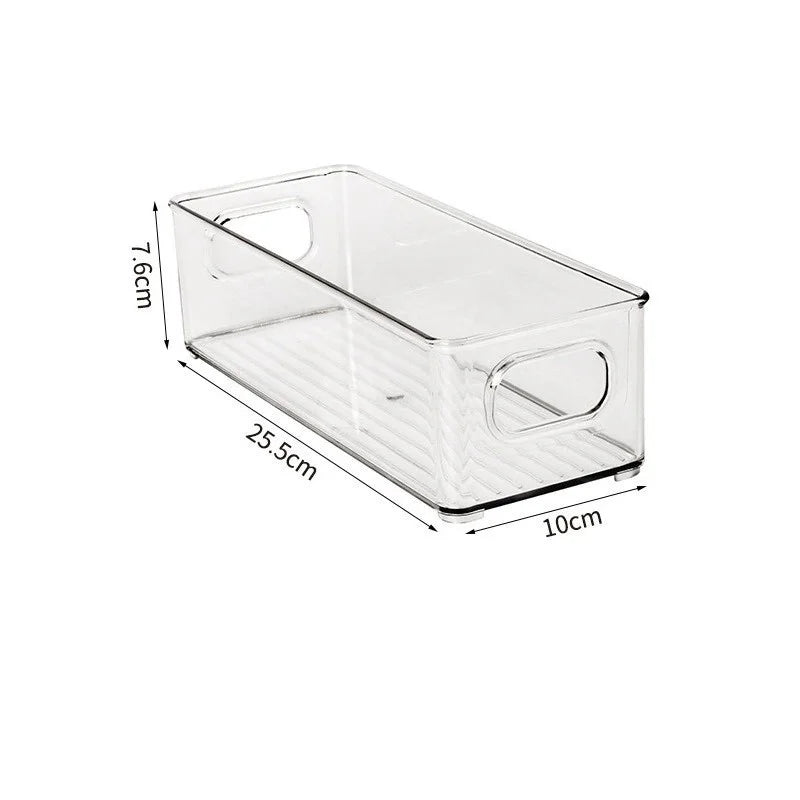Refrigerator Organizer Box, Transparent Rectangular Plastic Food Storage Bin, Reusable Crisper Container in S or L - product view 1