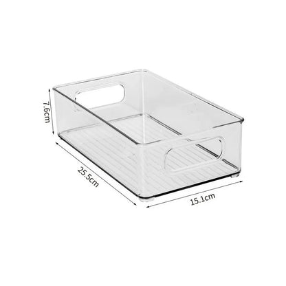 Refrigerator Organizer Box, Transparent Rectangular Plastic Food Storage Bin, Reusable Crisper Container in S or L - product view 2