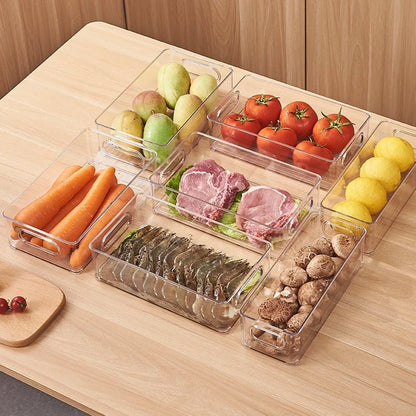 Refrigerator Organizer Box, Transparent Rectangular Plastic Food Storage Bin, Reusable Crisper Container in S or L - product view 4
