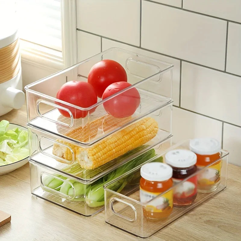 Refrigerator Organizer Box, Transparent Rectangular Plastic Food Storage Bin, Reusable Crisper Container in S or L - product view 6