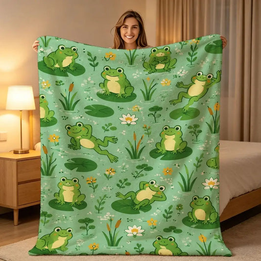 Portable Travel Blanket, Anti-Pilling 100% Polyester Cartoon Fleece Throw for Airplane, Camping, Picnic, Sofa and Bed - product view 1
