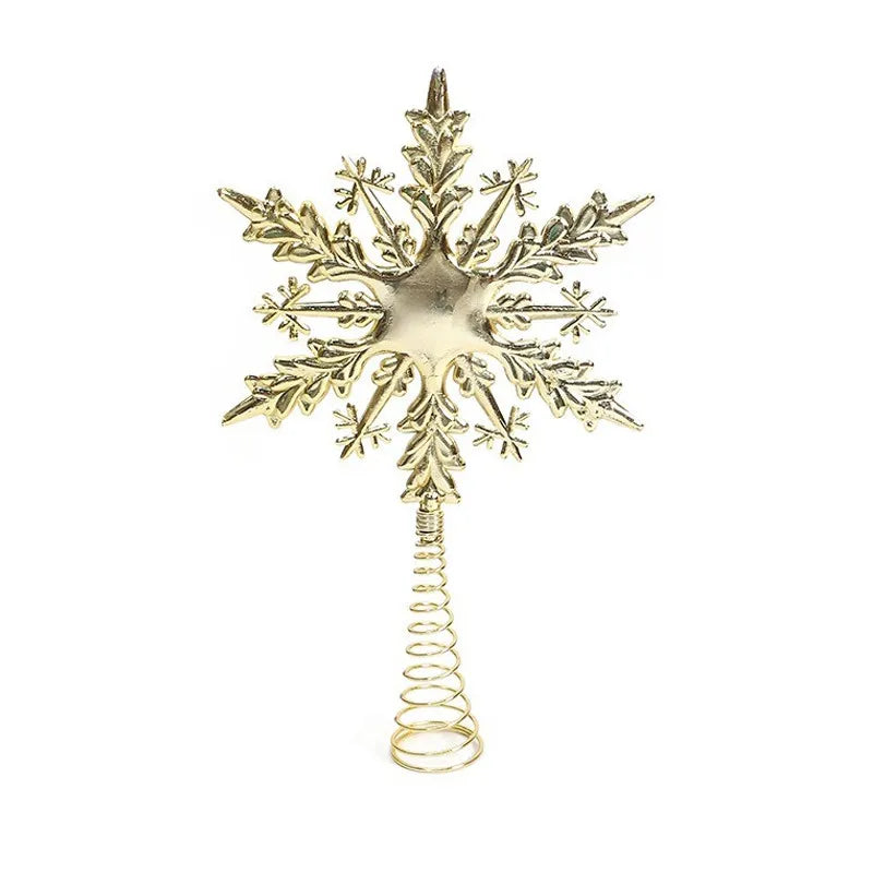 Plastic Snowflake Christmas Tree Topper, Coil Base, 21.5 × 19.5 cm Holiday Tree Ornament for Home and Party Decor - product view 2