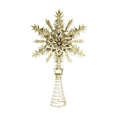 Plastic Snowflake Christmas Tree Topper, Coil Base, 21.5 × 19.5 cm Holiday Tree Ornament for Home and Party Decor - product view 6