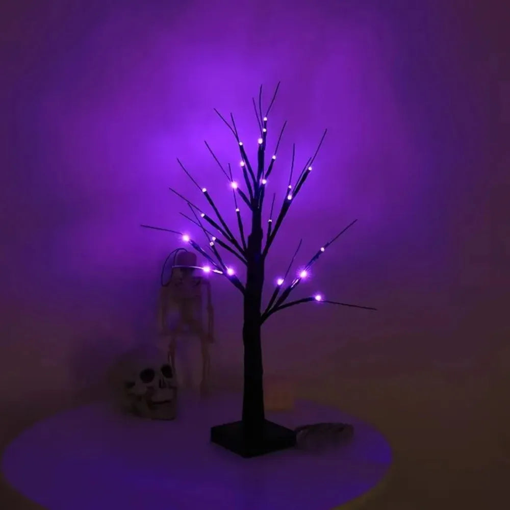 24 LED Halloween Birch Tree Lights, Purple or Orange Glow, 23.6-Inch Plastic Holiday Party Decor - product view 1
