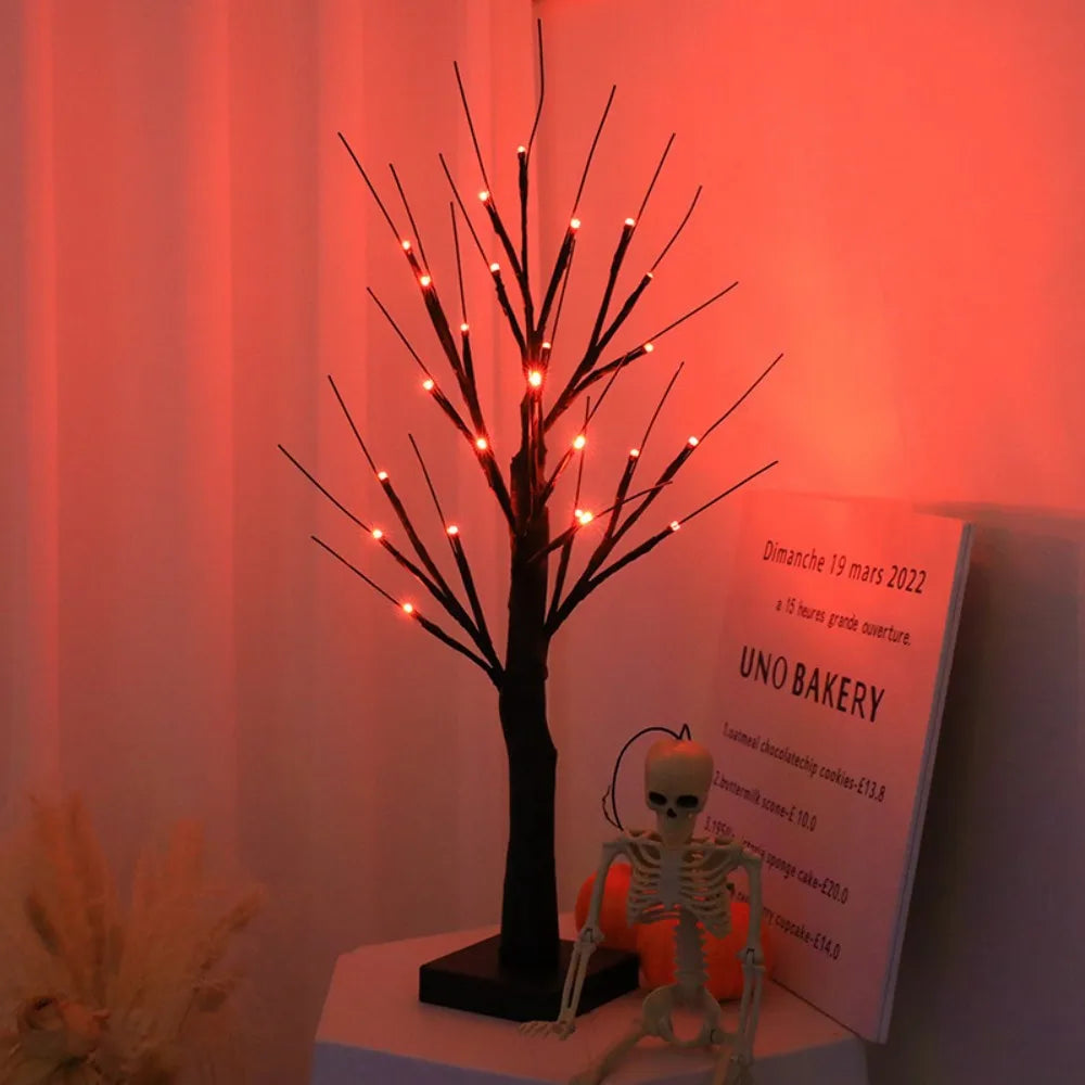 24 LED Halloween Birch Tree Lights, Purple or Orange Glow, 23.6-Inch Plastic Holiday Party Decor - product view 2