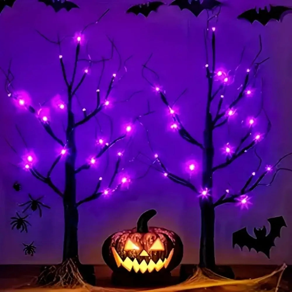 24 LED Halloween Birch Tree Lights, Purple or Orange Glow, 23.6-Inch Plastic Holiday Party Decor - product view 3