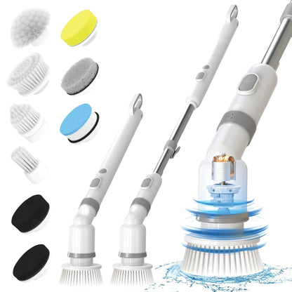 Electric Spin Scrubber, Cordless 9-Head Cleaner with 45-Inch Adjustable Handle, 2 Speeds, USB-C Charging, IPX7 - product view 1