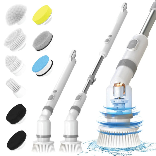 Electric Spin Scrubber, Cordless 9-Head Cleaner with 45-Inch Adjustable Handle, 2 Speeds, USB-C Charging, IPX7 - product view 1