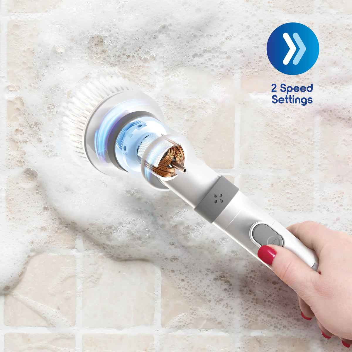 Electric Spin Scrubber, Cordless 9-Head Cleaner with 45-Inch Adjustable Handle, 2 Speeds, USB-C Charging, IPX7 - product view 5