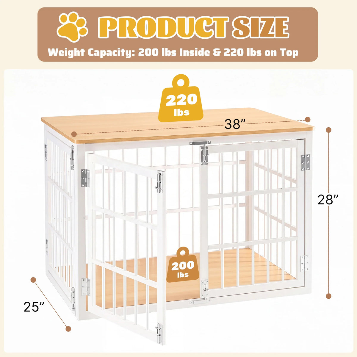 38-Inch Iron Dog Crate, Foldable Single-Door Kennel with Removable Tray, Sliding Bolt Lock and Carrying Handle - product view 1
