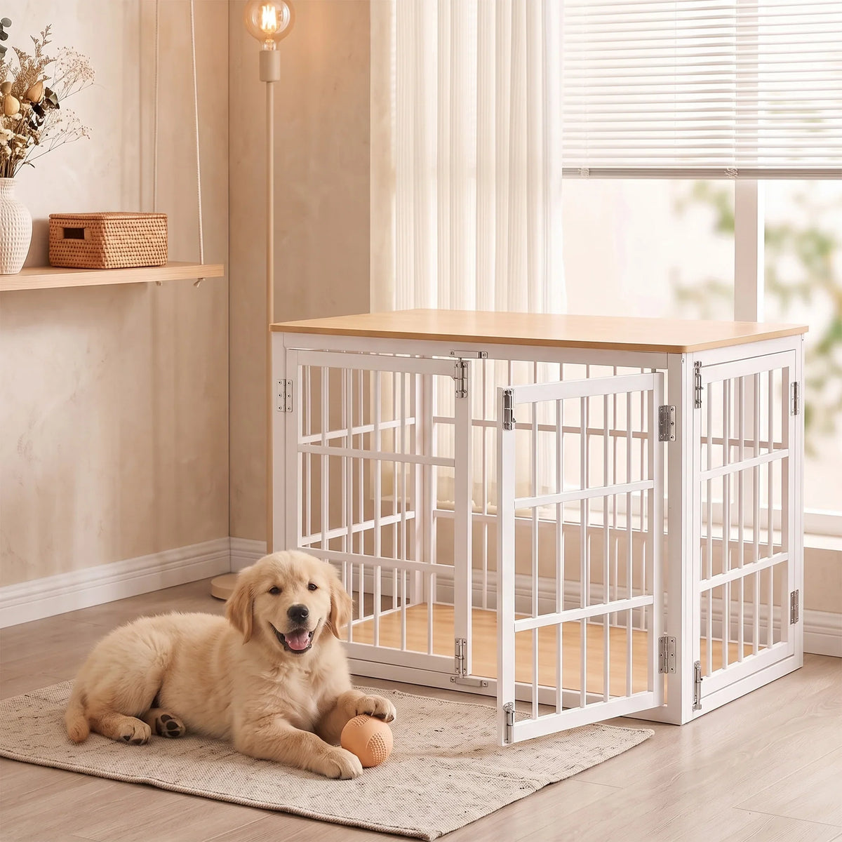 38-Inch Iron Dog Crate, Foldable Single-Door Kennel with Removable Tray, Sliding Bolt Lock and Carrying Handle - product view 3