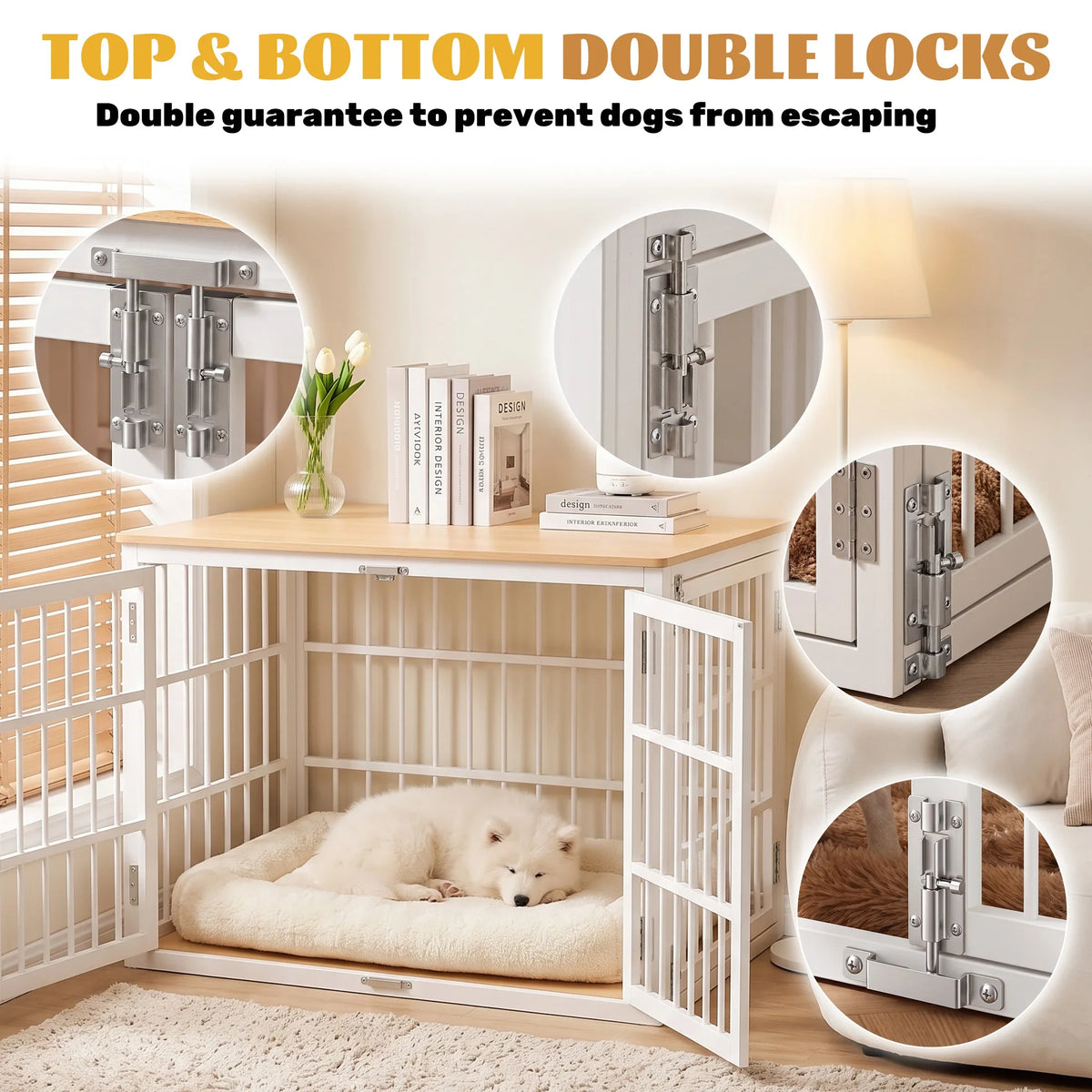 38-Inch Iron Dog Crate, Foldable Single-Door Kennel with Removable Tray, Sliding Bolt Lock and Carrying Handle - product view 4