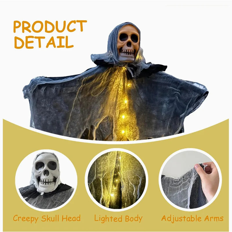 Halloween Ghost Light String, Plastic Hanging Party Decoration Below 50V AC / 75V DC, A or B Style for Spooky Displays - product view 5