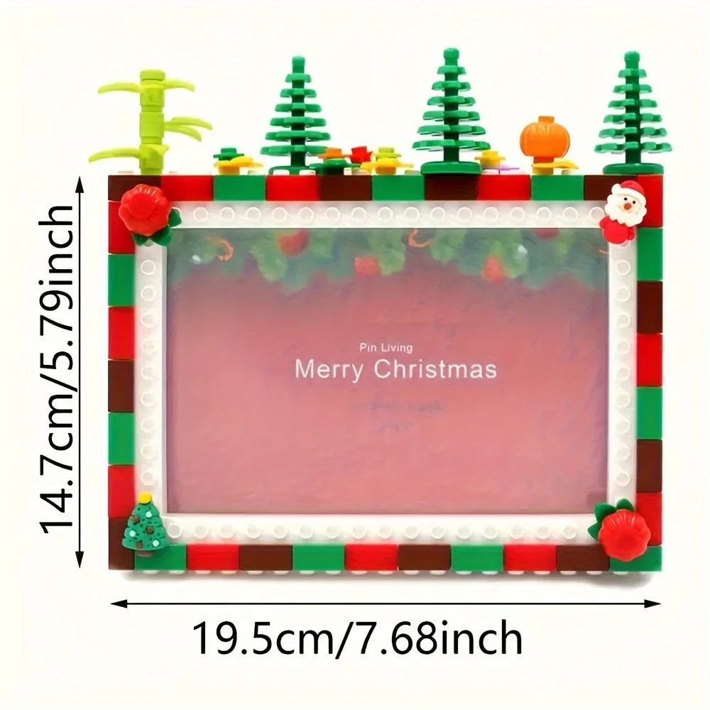 7-Inch DIY Building-Block Photo Frame, Rectangle Plastic Display for Desktop or Wall Room Décor, 1-Pack - product view 3