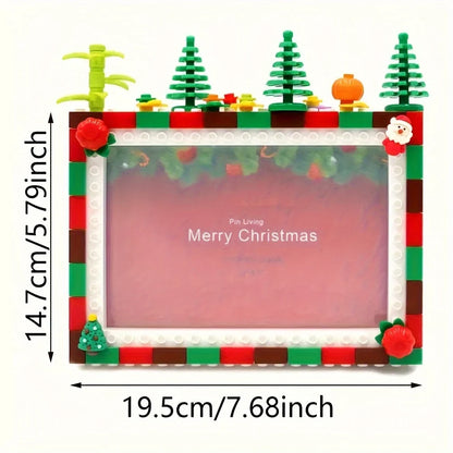 7-Inch DIY Building-Block Photo Frame, Rectangle Plastic Display for Desktop or Wall Room Décor, 1-Pack - product view 3