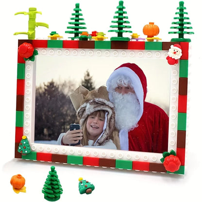 7-Inch DIY Building-Block Photo Frame, Rectangle Plastic Display for Desktop or Wall Room Décor, 1-Pack - product view 4